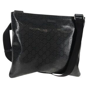 GUCCI GG implementation Shoulder Bag PVC Black Silver 201446 Auth am9344V